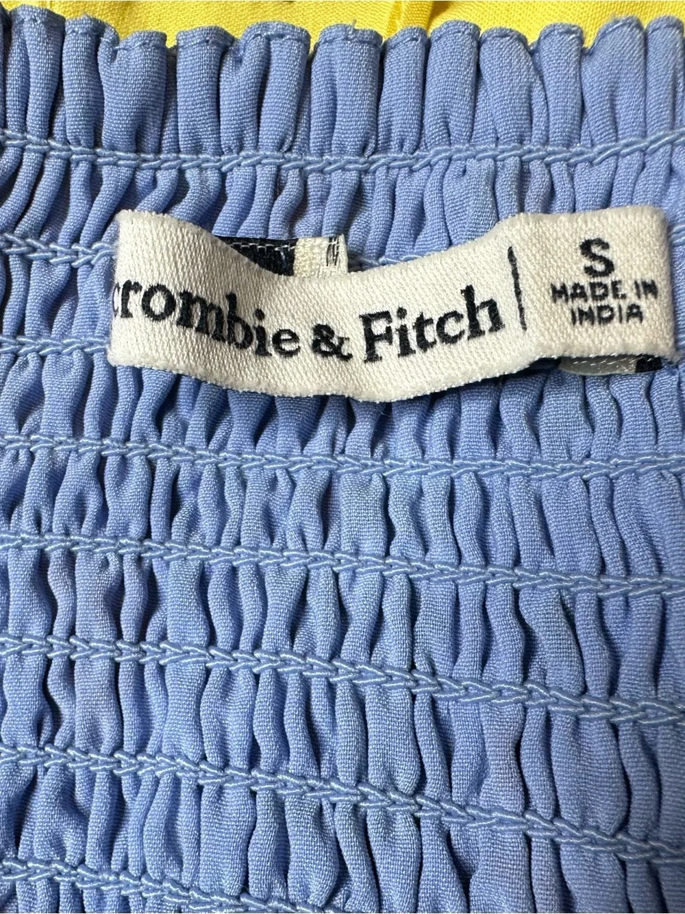 Abercrombie & Fitch Blue Floral Crop Top S Tie Front Puff Sleeve Smocked Back